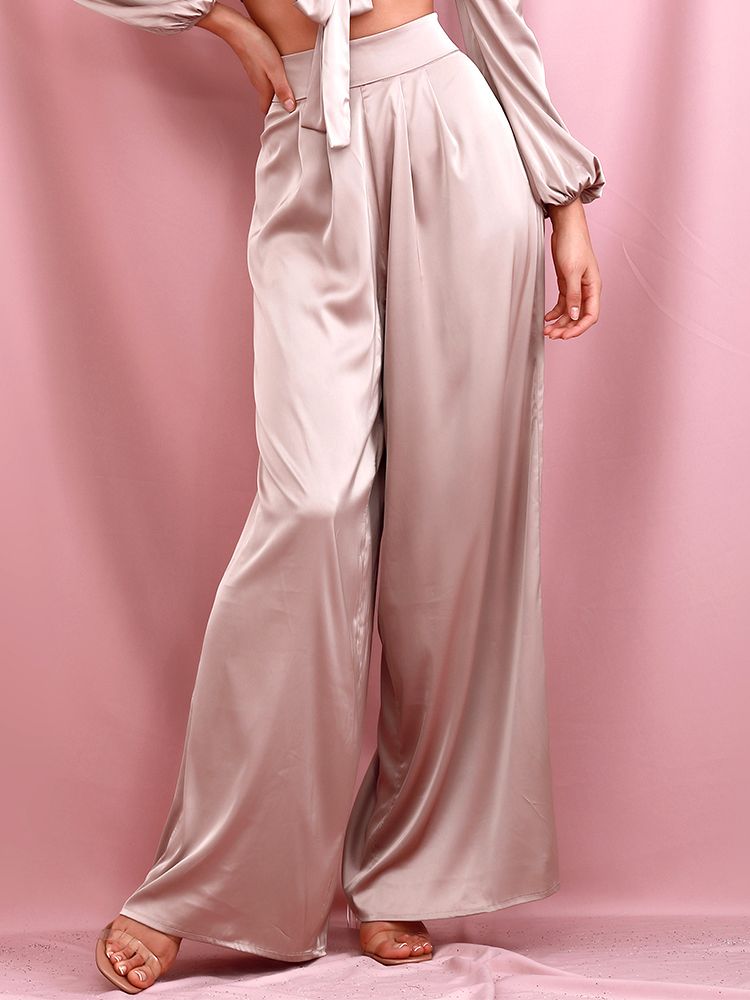 LOVE &amp; LEMONADE Light Green High Waist Wide Leg Loose Long Pants Spring LM82199-PANTS