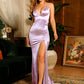 LOVE&amp;LEMONADE Light Purple Deep V-Neck Open Back Slim Flash Material Whit Split Maxi Dress  LM81222-1