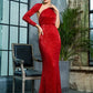 LOVE&amp;LEMONADE Open Back Separate Sleeve Elastic Sequins Long Dress LM81333-1