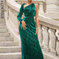 LOVE&amp;LEMONADE Open Back Separate Sleeve Elastic Sequins Long Dress LM81333-1