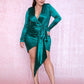 LOVE&amp;LEMONADE PLUS SIZE Sexy Orange V-Neck Shirring Streamer Decoration Bodycon Party Dress LM81639Plus