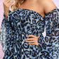 LOVE&amp;LEMONADE PLUS SIZE Sexy Tube Top Blue Leopard Print Chiffon Flared Long Sleeve A-Line Mini Dress LM30035PLUS