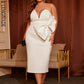LOVE&amp;LEMONADE Plus Size Sexy White V Neck Wrap Chest Bow Sleeveless Skinny Back Club Party Dre LM82885-PLUS