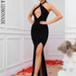 LOVE&amp;LEMONADE Sexy Black Cross Strap Halter Wrap Chest Slit A-Line Party Maxi Dress LM84344