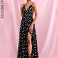 LOVE &amp; LEMONADE Sexy Black Deep V-Neck High Waist Whit Split Golden Dot Chiffon Summer Maxi Dress LM82369