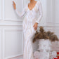 LOVE&amp;LEMONADE Sexy Black Deep V-Neck Tight-Fitting Transparent Material Geometric Fishtail Floor-Length Dress LM84076