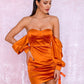 LOVE&amp;LEMONADE Sexy Black Off-The-Shoulder Tube Top Loose Sleeves Smocked Tiestring Bodycon Mini Party Dress LM81972