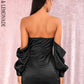 LOVE&amp;LEMONADE Sexy Black Off-The-Shoulder Tube Top Loose Sleeves Smocked Tiestring Bodycon Mini Party Dress LM81972