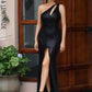LOVE&LEMONADE Sexy Black One-Shoulder Cutout Skinny Slit Sleeveless Sequin Maxi Dress LM81921-3