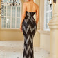 LOVE&amp;LEMONADE Sexy Black Sleeveless Tube Top Body Fit Sequined Fishtail Party Maxi Dress LM81343-C