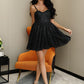 LOVE&amp;LEMONADE Sexy Black Tube Top Strap A-Line Glitter Glued Material Puffy Mini Dress LM82468