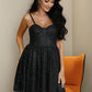 LOVE&amp;LEMONADE Sexy Black Tube Top Strap A-Line Glitter Glued Material Puffy Mini Dress LM82468
