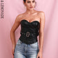 LOVE &amp; LEMONADE Sexy Black Tube Top Support Elastic PU Top (With Belt) LM82250