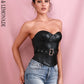 LOVE &amp; LEMONADE Sexy Black Tube Top Support Elastic PU Top (With Belt) LM82250