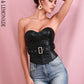 LOVE &amp; LEMONADE Sexy Black Tube Top Support Elastic PU Top (With Belt) LM82250