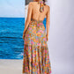 LOVE&amp;LEMONADE Sexy Blue Cross Straps Mid Waist Slim Print Party Midi Dress AD03591-BLUE