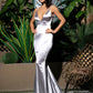 LOVE&amp;LEMONADE Sexy Blue Deep V-Neck Open Back Slim Flash Material Long Dress LM81222