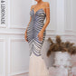 LOVE&amp;LEMONADE Sexy Blue Deep V Neck Strap Sleeveless Sequin Slim Fit Geometric Fishtail Maxi Dress LM84407