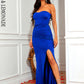 LOVE&amp;LEMONADE  Sexy Blue Tube Top Slit Tight Whit Split Tail Party Long Dress LM83692-BLUE
