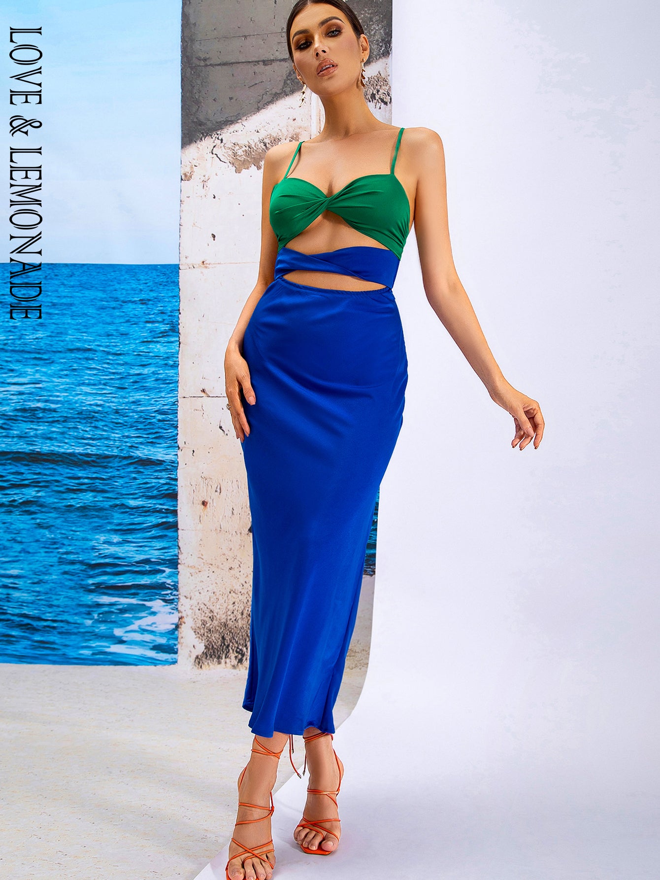 LOVE&amp;LEMONADE Sexy Blue Two Piece Tube Top Party Suit WD04010-BLUE