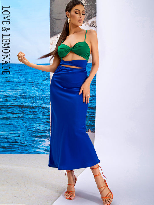 LOVE&amp;LEMONADE Sexy Blue Two Piece Tube Top Party Suit WD04010-BLUE