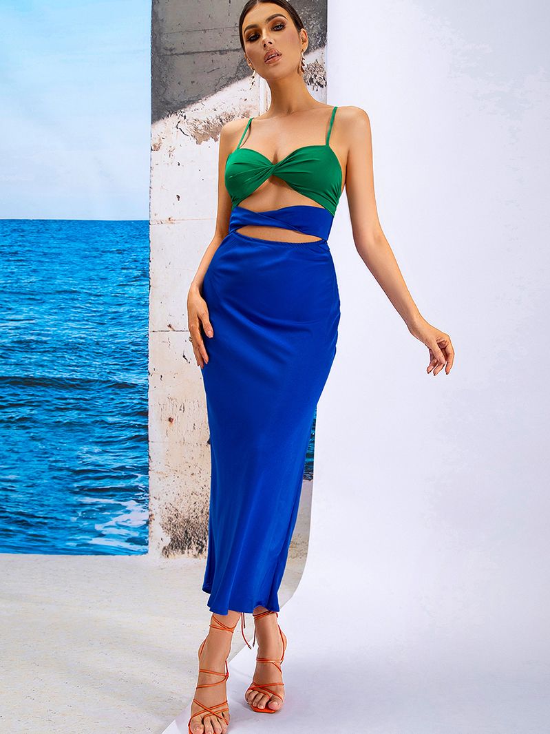 LOVE&amp;LEMONADE Sexy Blue Two Piece Tube Top Party Suit WD04010-BLUE