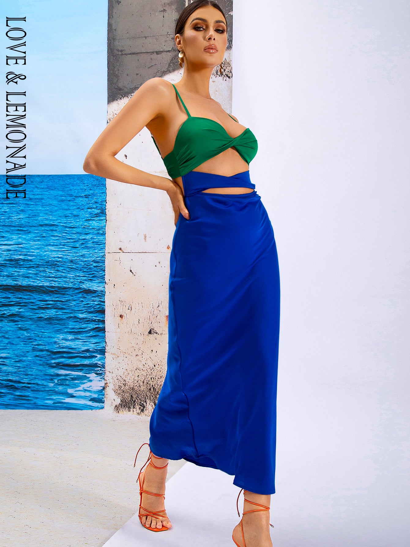 LOVE&amp;LEMONADE Sexy Blue Two Piece Tube Top Party Suit WD04010-BLUE