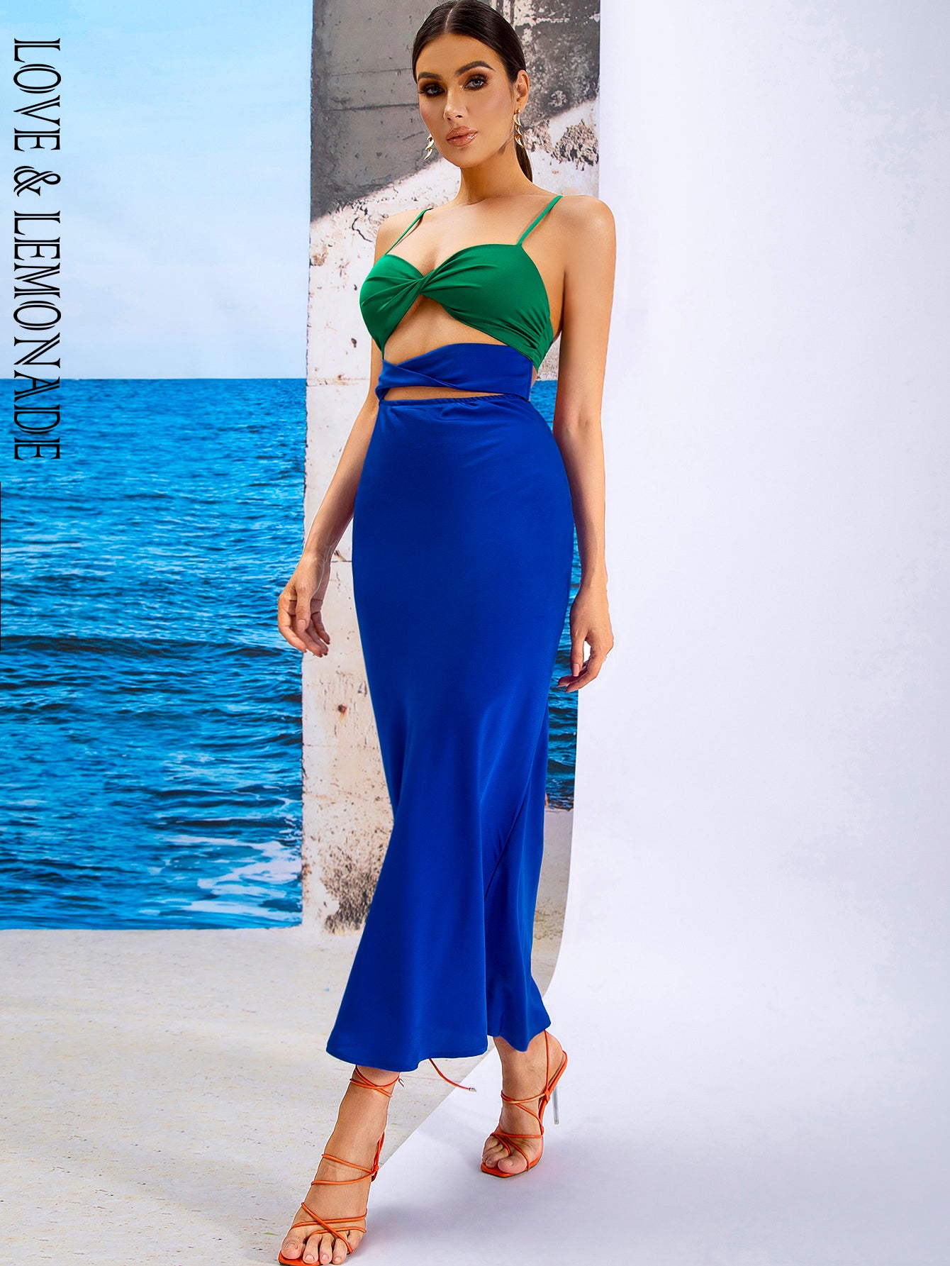 LOVE&amp;LEMONADE Sexy Blue Two Piece Tube Top Party Suit WD04010-BLUE