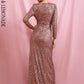 LOVE&amp;LEMONADE Sexy Brown Deep V-neck Draped Elastic Sequins Cross Open bodycon Long Sleeve Party Maxi Dress LM82188