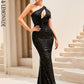 LOVE&amp;LEMONADE Sexy Cutout One Shoulder Body Dress Pink Reflective Fishtail Maxi Dress LM84112