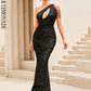 LOVE&amp;LEMONADE Sexy Cutout One Shoulder Body Dress Pink Reflective Fishtail Maxi Dress LM84112