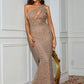 LOVE&amp;LEMONADE Sexy Cutout One Shoulder Body Dress Pink Reflective Fishtail Maxi Dress LM84112