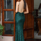 LOVE&amp;LEMONADE Sexy Deep Green Silver Elastic Sequins Whit Split Maxi Dress LM81222-6