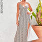 LOVE&amp;LEMONADE Sexy Deep V-Neck Red Scorpion Spotted Sleeveless Open Back Split A-Line Spring Mid-Length Dress LM83396
