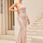LOVE&amp;LEMONADE Sexy Gold One-Shoulder Open-Back Slit Sequin Skinny Party Maxi Dress LM84146-GOLD