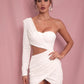 LOVE&amp;LEMONADE  Sexy Green Cut Out Single Sleeve Glitter Glue Bead Material Bodycon Party Dress LM81650
