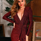 LOVE&amp;LEMONADE Sexy Green Deep V-Neck Bodycon Streamer Elastic Reflective Material Mini Dress LM81639-B