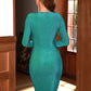 LOVE&amp;LEMONADE Sexy Green Deep V-Neck Bodycon Streamer Elastic Reflective Material Mini Dress LM81639-B
