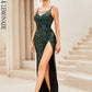 LOVE&amp;LEMONADE Sexy Green Deep V Neck Sequin Tunic A-Line Sleeveless Open Back Party Maxi Dress  LM84425