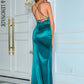 LOVE&amp;LEMONADE  Sexy Green Deep V-Neck Sleeveless Slit A-Line Party Dress LM83740
