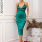 LOVE&amp;LEMONADE Sexy Green Deep V Neck Strapless Sleeveless Tunic Party Midi Dress  LM84279