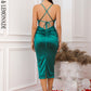 LOVE&amp;LEMONADE Sexy Green Deep V Neck Strapless Sleeveless Tunic Party Midi Dress  LM84279