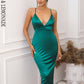 LOVE&amp;LEMONADE Sexy Green Deep V Neck Strapless Sleeveless Tunic Party Midi Dress  LM84279