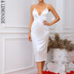 LOVE&amp;LEMONADE Sexy Green Deep V Neck Strapless Sleeveless Tunic Party Midi Dress  LM84279