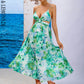 LOVE&amp;LEMONADE Sexy Green Deep V-Neck Tube Top Suspenders Halter Print Spring And Summer Beach Mid-Length Dress WD04193-1 GREEN