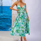 LOVE&amp;LEMONADE Sexy Green Deep V-Neck Tube Top Suspenders Halter Print Spring And Summer Beach Mid-Length Dress WD04193-1 GREEN