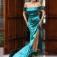 LOVE &amp; LEMONADE Sexy Green Off-Shoulder Tube Top With Split Trailing Maxi Dress LM82060