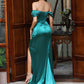 LOVE &amp; LEMONADE Sexy Green Off-Shoulder Tube Top With Split Trailing Maxi Dress LM82060