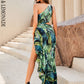 LOVE&amp;LEMONADE Sexy Green Off-The-Shoulder Cut-Out Slit Stitching Ruffled Floor Mopping Party Maxi Dress LM82202-1B