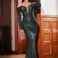 LOVE&amp;LEMONADE Sexy Green Tube Top Plaid One-Line Neck Long Sleeve Skinny Mermaid Party Dress LM81926